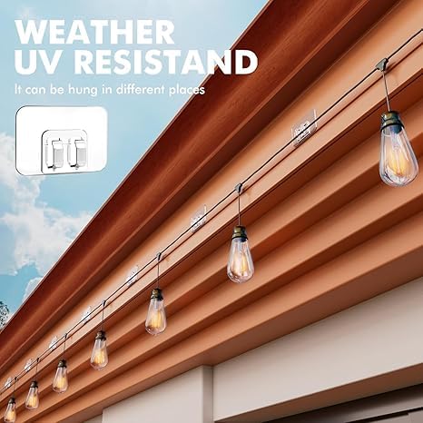 SHOPECOM SHOPECOM String Light Sticker Hooks for Outdoor String Light Clips Heavy Duty Cable Clip Damage UV Resistant for Card Holder Adhesive Strips Outside Sticky Clip for Hanging Diwali Lighting Decor10pc  - Image 3