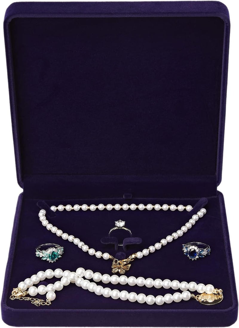 LETURE Velvet Jewelry Set Box, Velvet Gift Box for Bracelet Necklace Earring Ring (Blue) - Image 4