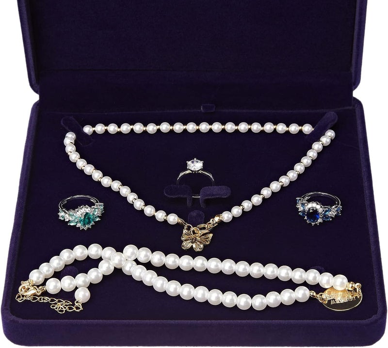 LETURE Velvet Jewelry Set Box, Velvet Gift Box for Bracelet Necklace Earring Ring (Blue) - Image 5