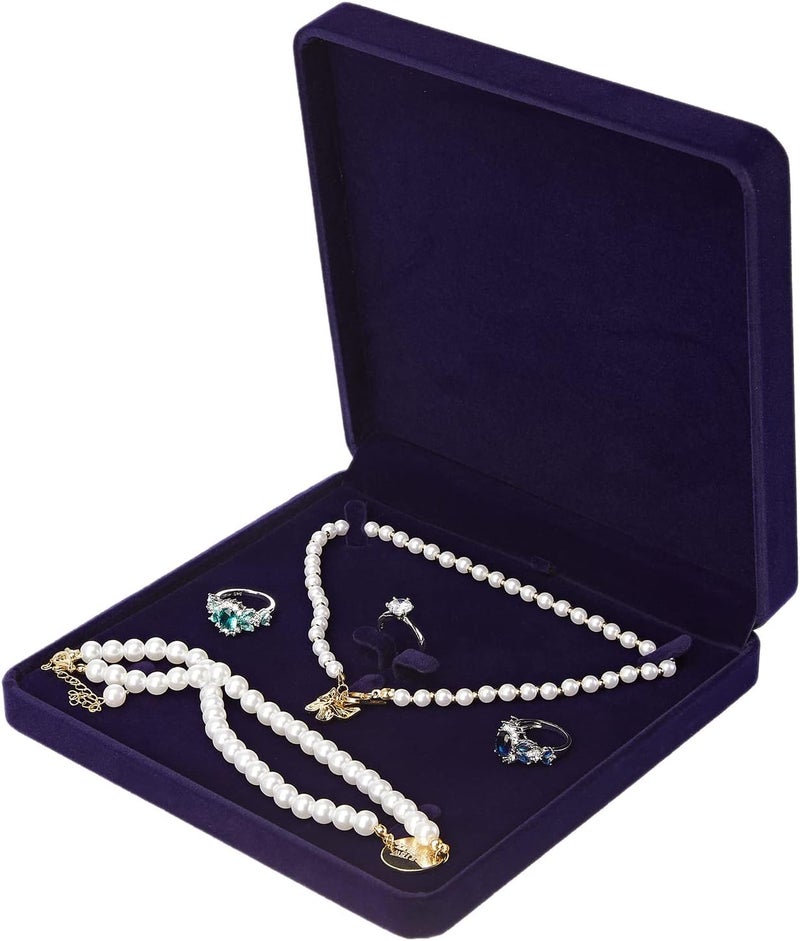 LETURE Velvet Jewelry Set Box, Velvet Gift Box for Bracelet Necklace Earring Ring (Blue) - Image 1