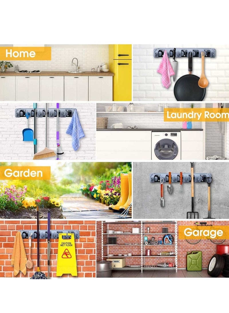 حامل ممسحة ومكنسة مثبت على الحائط للاستخدام الثقيل لتنظيم أدوات المطبخ والحمام - Image 5