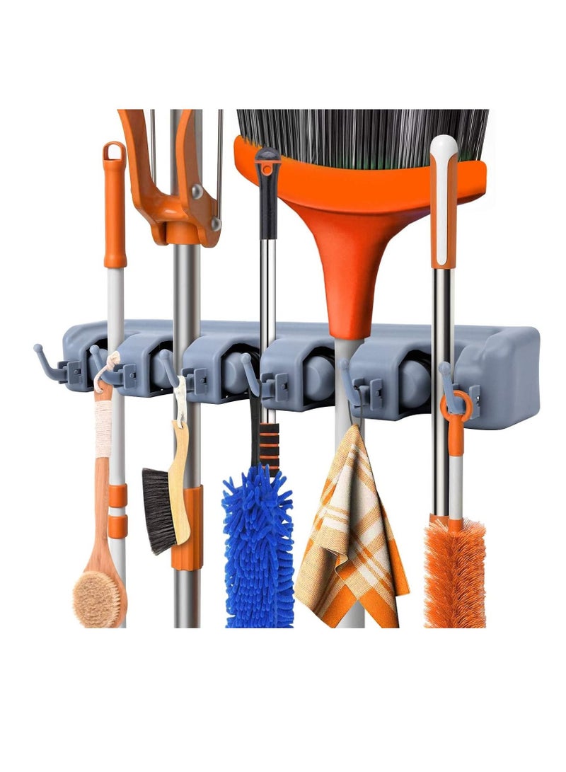 حامل ممسحة ومكنسة مثبت على الحائط للاستخدام الثقيل لتنظيم أدوات المطبخ والحمام - Image 1