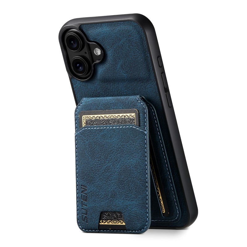 Suteni For Iphone 17 H02 Litchi Leather Card Wallet Stand Back Phone Case(Blue) - Image 1