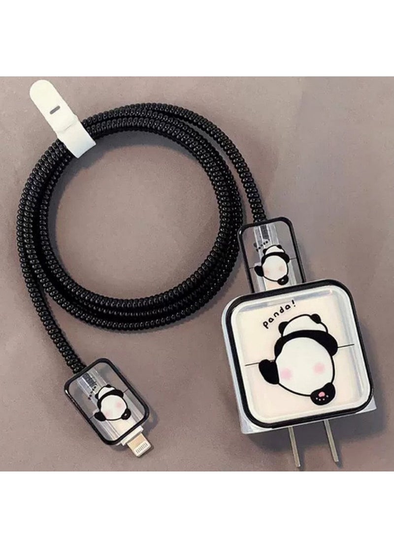 Suitable For Apple's Original 18W/20W Cartoon Four Piece Phone Charger Protective Cover And Winding Device 