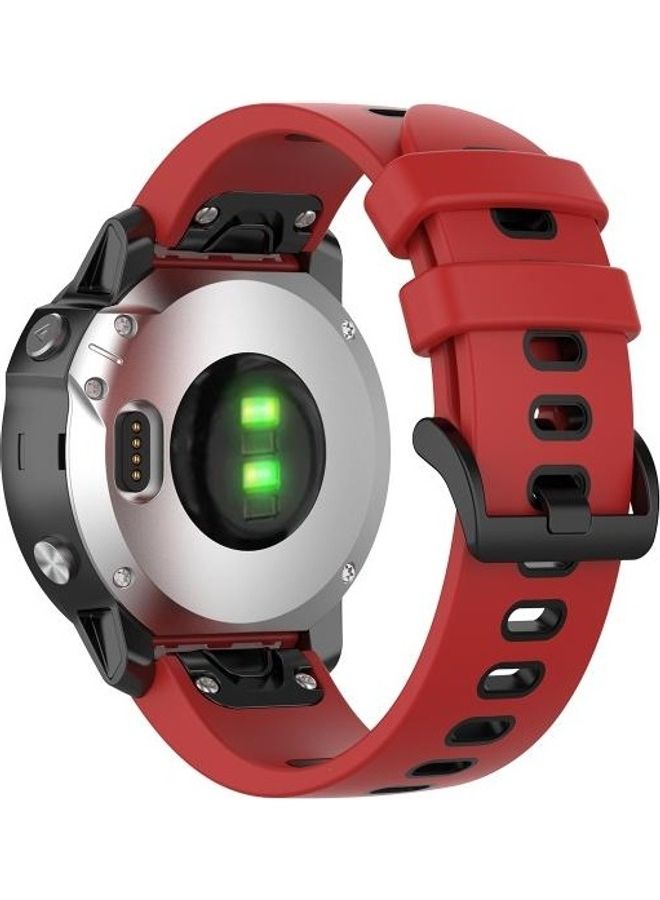 NIBEMINENT Silicone Two Colour Strap For Garmin Fenix 6S Red - Image 4