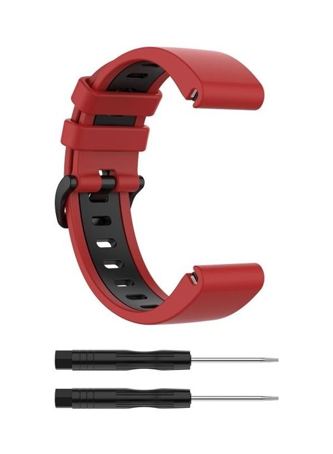NIBEMINENT Silicone Two Colour Strap For Garmin Fenix 6S Red - Image 5