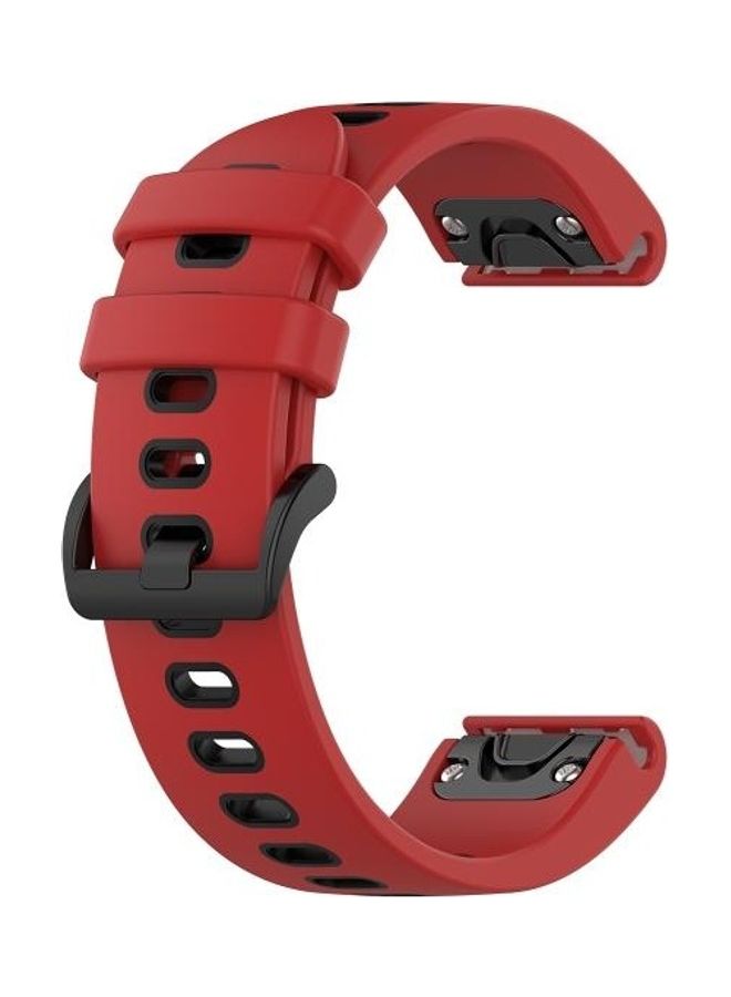 NIBEMINENT Silicone Two Colour Strap For Garmin Fenix 6S Red - Image 2