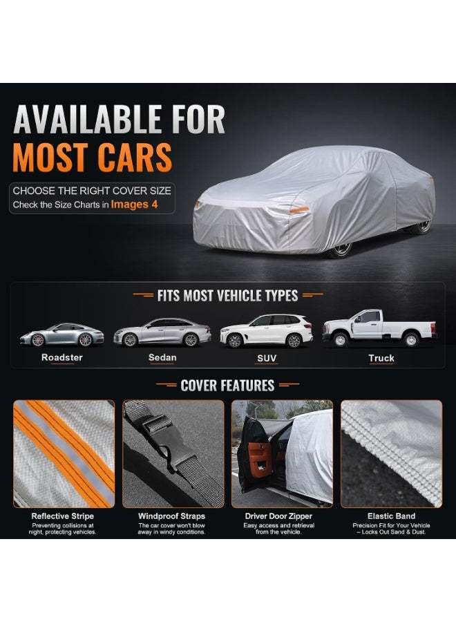 JUNLAN Universal All-Weather Car Cover XXL (560x175x130cm) - Waterproof, UV Protection for Sedans & SUVs - Image 5