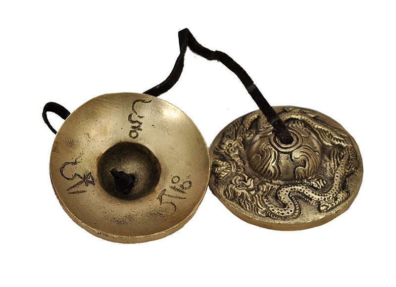 Dharma Store - Tibetan Yoga Meditation Cymbals Bell - Dragon Embossed - Image 3