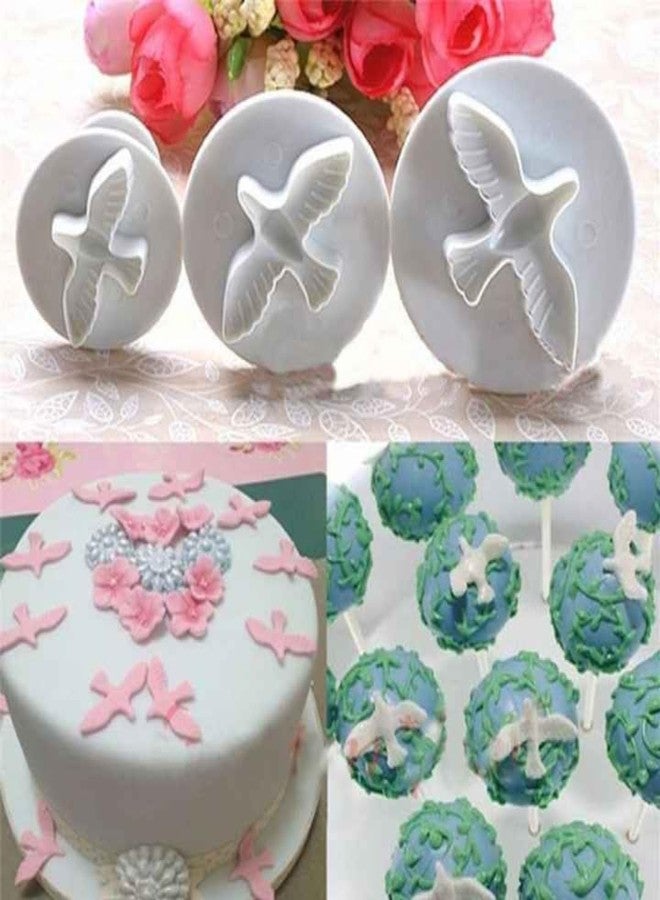 Skytail 3pc Dove Bird Cookie Cutter Set Dough Plunger Cutters for Baking Biscuits Cookies Chocolate Fondant Sugarcraft Cake Decoration Cupcake Topper Party Cupcake Decorating Press Molds - Image 3