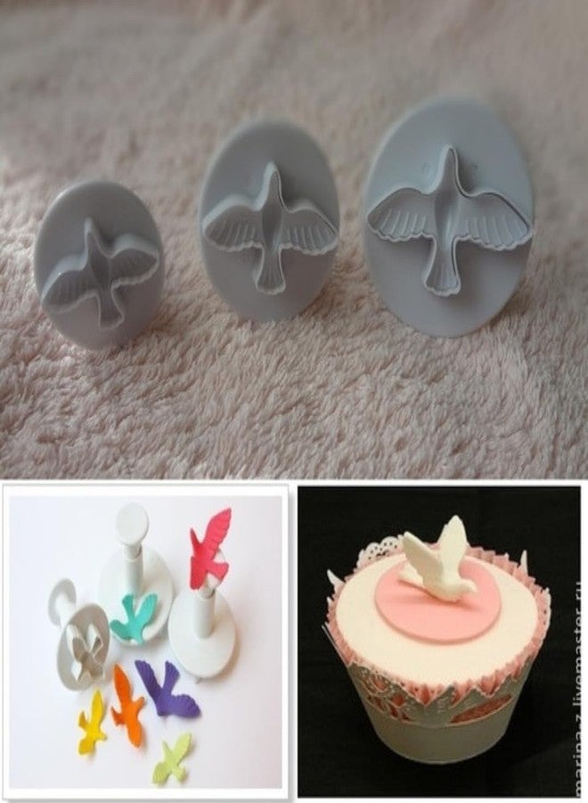 Skytail 3pc Dove Bird Cookie Cutter Set Dough Plunger Cutters for Baking Biscuits Cookies Chocolate Fondant Sugarcraft Cake Decoration Cupcake Topper Party Cupcake Decorating Press Molds - Image 5