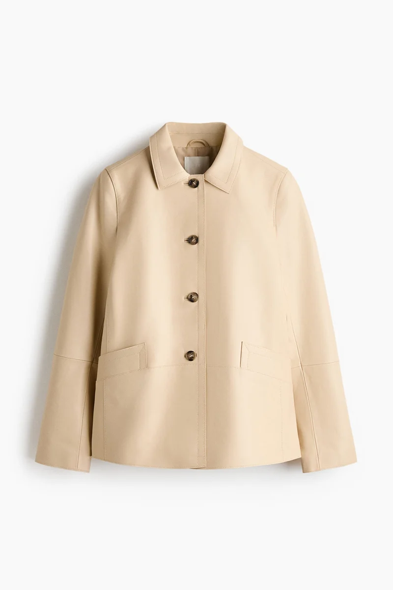 اتش اند ام جاكيت جلد بياقة