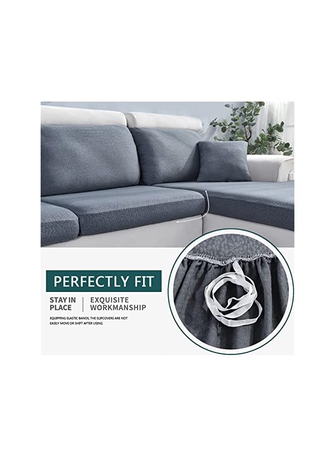 The Bros Sofa Seat Cushion Covers, Waterproof Sofa Seat Cushion Covers Replacement, Stretch Sofa Cushion Protector for Individual Cushions,Seat Couch Cover for Pets & Kids (Large-2-Seater,Grey) - Image 4