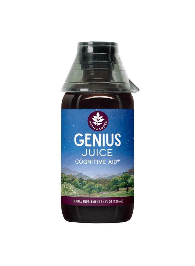 WishGarden Herbs Genius Juice - Liquid Herbal Nootropic Brain Booster Supplement for Focus, Clarity, Concentration & Energy with Ginkgo Biloba & Gotu Kola, Cognitive Support, No Caffeine, 4oz - Image 1