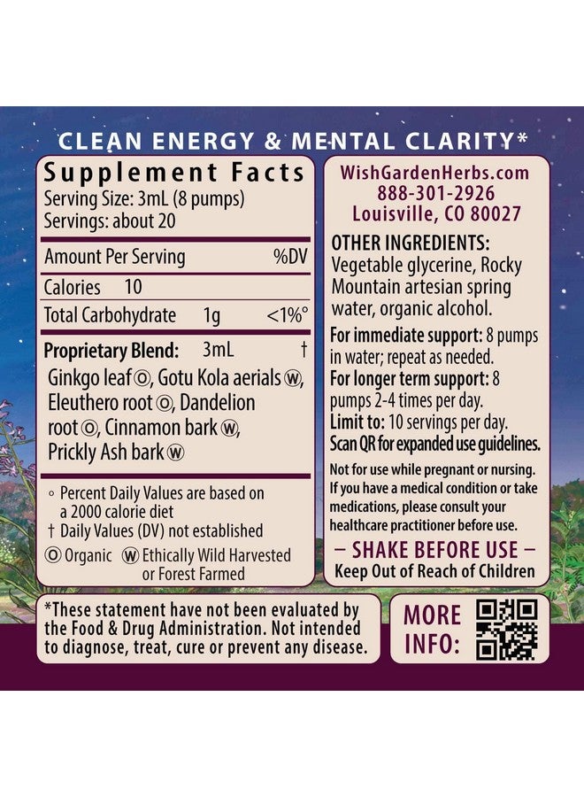 WishGarden Herbs Genius Juice - Liquid Herbal Nootropic Brain Booster Supplement for Focus, Clarity, Concentration & Energy with Ginkgo Biloba & Gotu Kola, Cognitive Support, No Caffeine, 4oz - Image 2