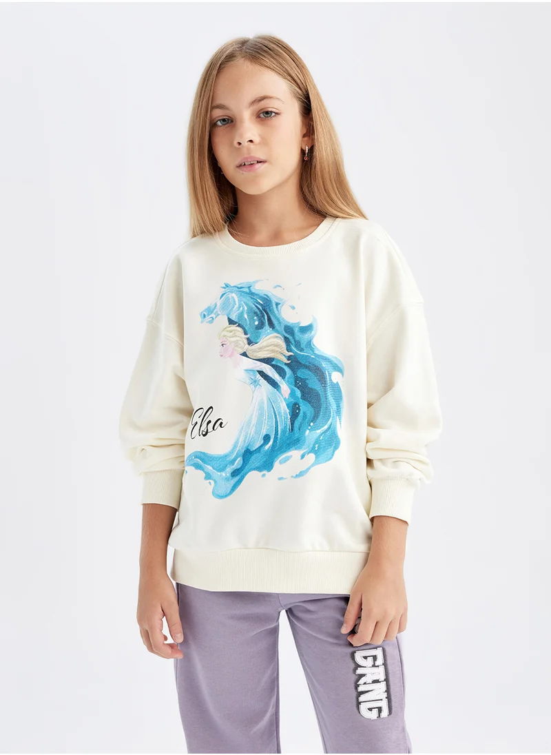 DeFacto Ecru Frozen Relax Fit Crew Neck Sweatshirt