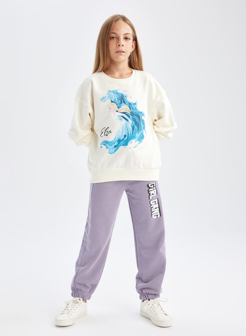 DeFacto Ecru Frozen Relax Fit Crew Neck Sweatshirt  - Image 4