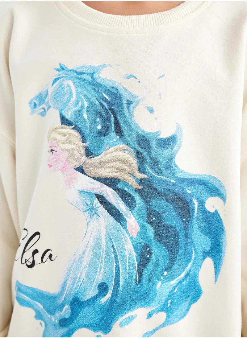 DeFacto Ecru Frozen Relax Fit Crew Neck Sweatshirt