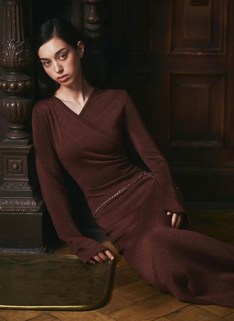 Lichi  Maxi viscose dress with a wrap imitation for Women | Best Price UAE