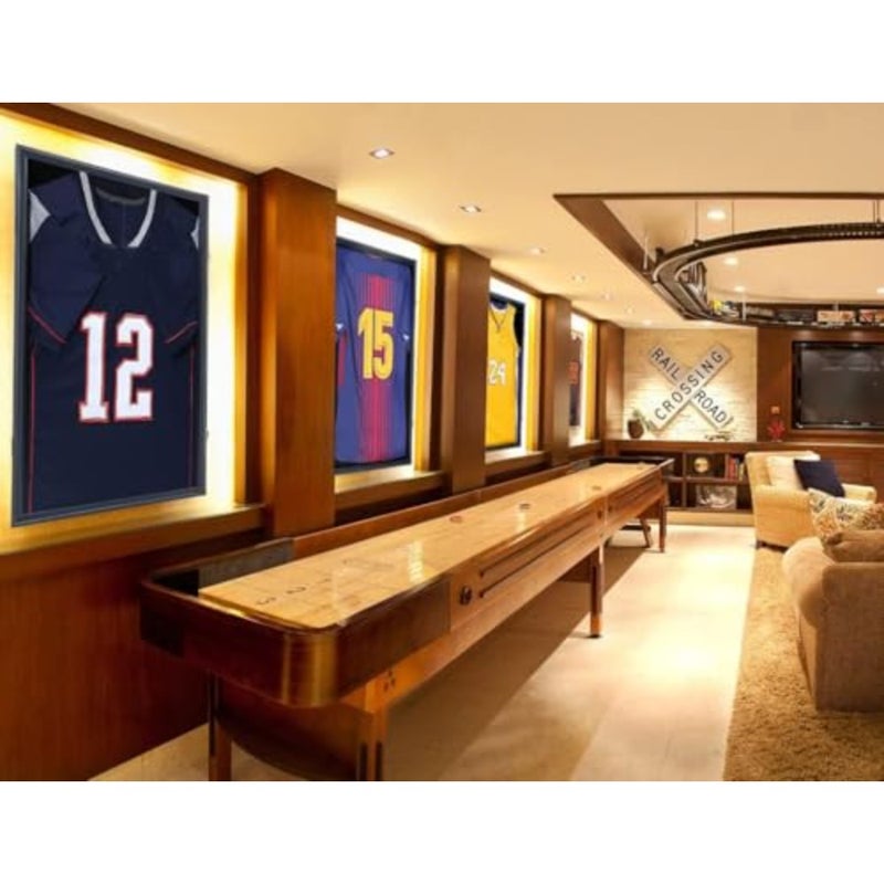 Jersey Frame Display Case Large Lockable Sports Jersey Frame Shadow Box with 98% Uv Protected Acrylic and Hanger for Baseball Basketball Football Soccer Hockey Linen Black 80*60CM - Image 3