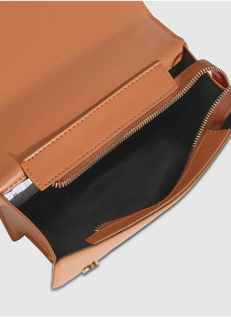 Haute Sauce Contrast Quilted Sling Bag - White & Orange