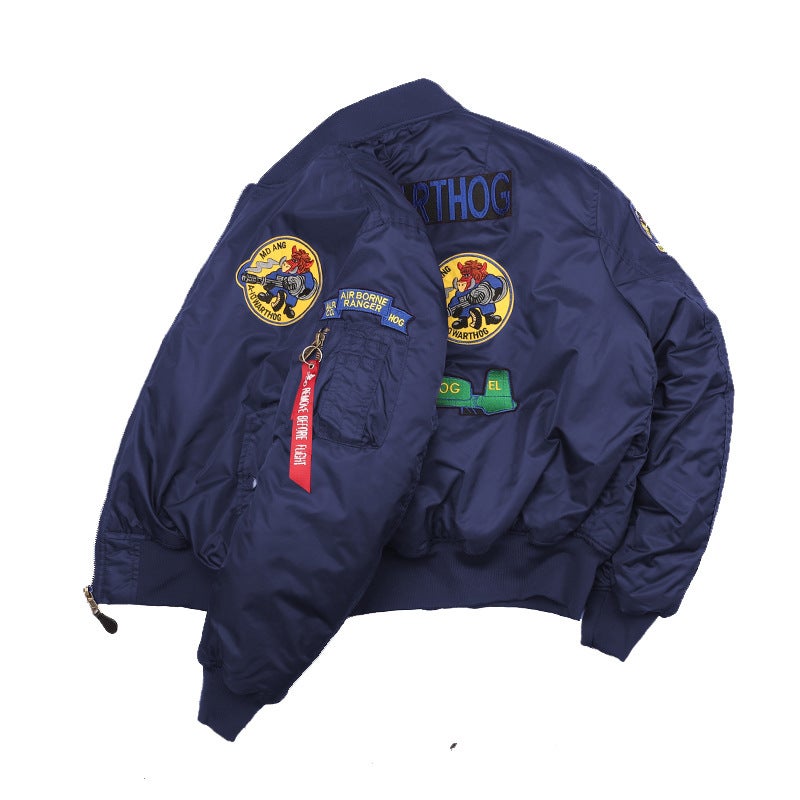 Generic 2024 Spring and Autumn Bomber Jacket Maipin Racing Suit MA1 Alpha Jacket American Baseball Suit Men Blue (thickened) 