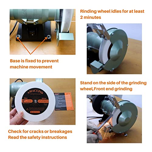 AmaCupid Bench Grinder Wheel 6 Inch, White Aluminum Oxide Abrasive Grinding Wheels. for Sharpening Hardened Steel, High Carbon Steel and Other Hard Tools. 1/2 Inch Arbor, 3/4 Inch Thickness, 80 Grit - Image 4
