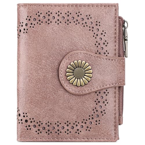SENDEFN Small Wallets for Women Bifold RFID Blocking Leather Card Holder Compact Wallet with Zipper Coin Pocket - Image 1
