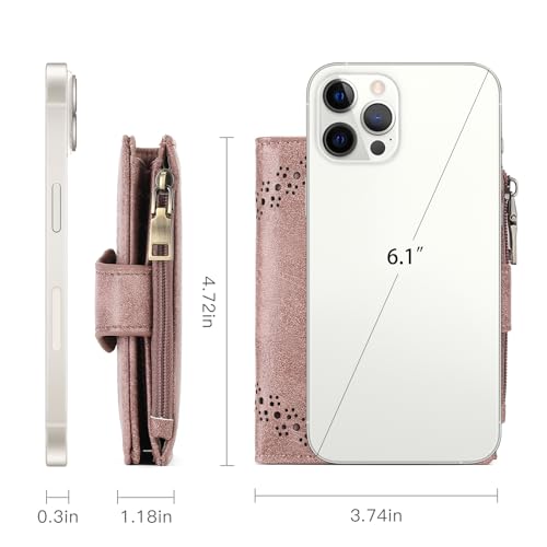 SENDEFN Small Wallets for Women Bifold RFID Blocking Leather Card Holder Compact Wallet with Zipper Coin Pocket - Image 4