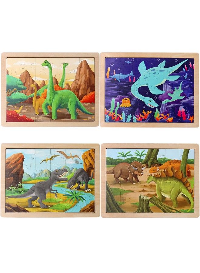 Wooden Dinosaur Puzzles For Kids Ages 35.4 Packs 24 Pcs Jigsaw Puzzles Preschool Educational Brain Teaser Boards Toys Montessori Toys For 3 Years Old And Up  - Image 3