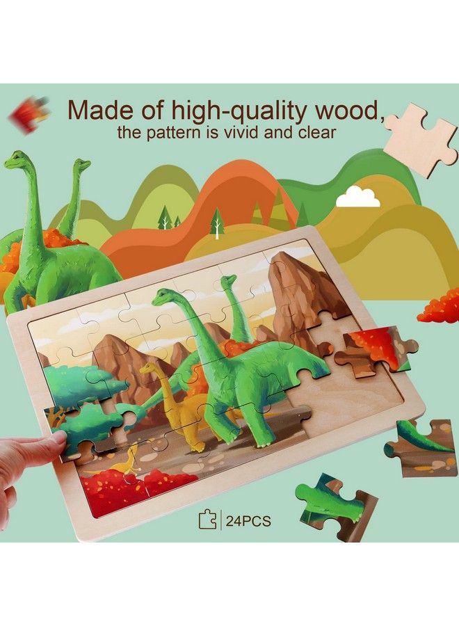 Wooden Dinosaur Puzzles For Kids Ages 35.4 Packs 24 Pcs Jigsaw Puzzles Preschool Educational Brain Teaser Boards Toys Montessori Toys For 3 Years Old And Up  - Image 4