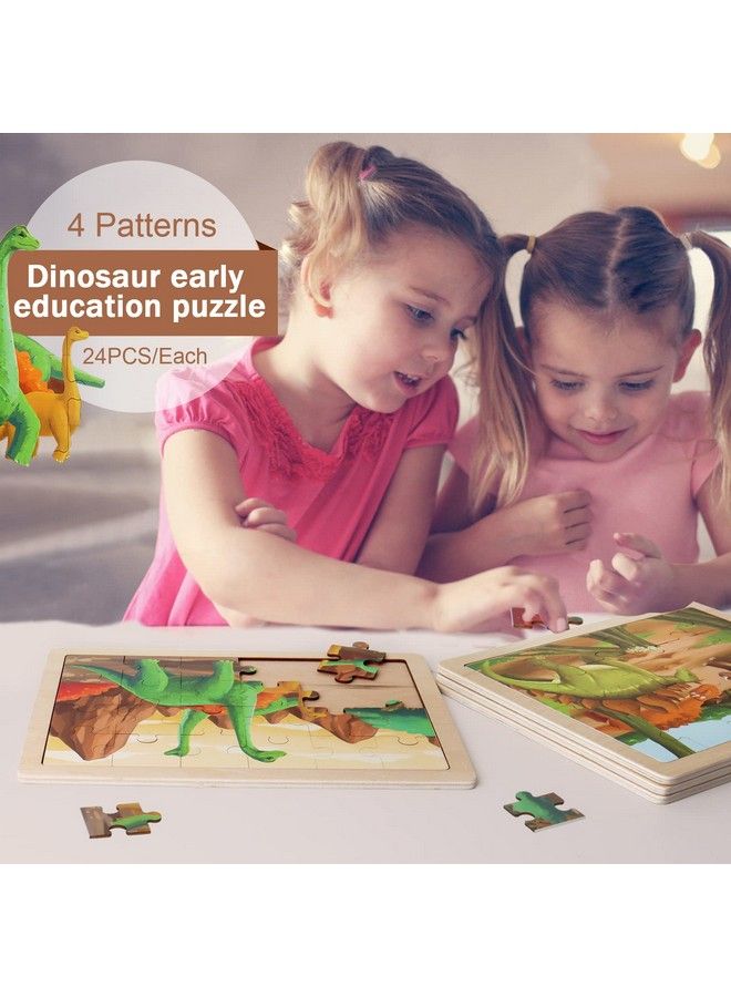 Wooden Dinosaur Puzzles For Kids Ages 35.4 Packs 24 Pcs Jigsaw Puzzles Preschool Educational Brain Teaser Boards Toys Montessori Toys For 3 Years Old And Up  - Image 5