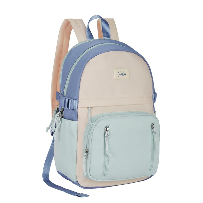 Genie Lit Casual Backpack For Girls|17 Inch-18 Litres With laptop Compartment, Back pocket, Side Pockets with Padded Shoulders|Best for Laptop, Water Bottles, Stationery & all Essentials-Grey Blue - Image 2