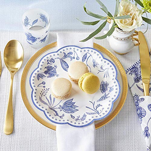 Kate Aspen Blue Willow 7 in Decorative Premium Paper Plates 350 GSM weight Set of 16  Perfect for Bridal Showers and Weddings