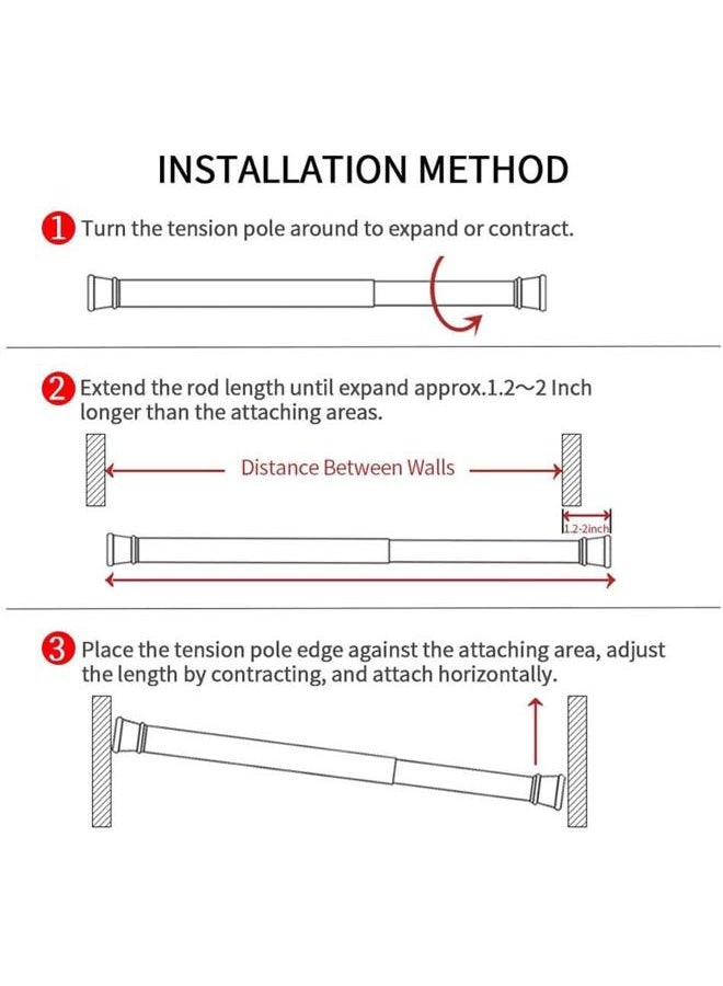 Blu-Pier Tech 2 Pack Spring Tension Curtain Rods 18 to 28 inches Adjustable,Small Short Kitchen Curtains Rod,No Drilling,No Screws for Windows,Doorway,Bathroom - Image 4