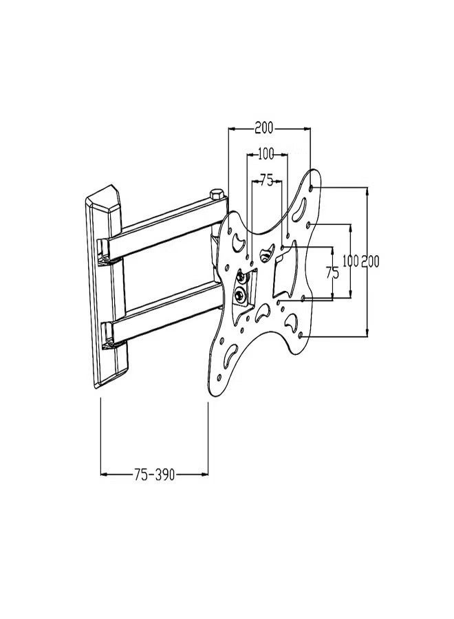 Skill Tech SH 30P Swivel TV Wall Mount for 14"-43" Screens, VESA 200x200, Wall Profile 75mm–390mm, Max Load 35kg – Black - Image 2