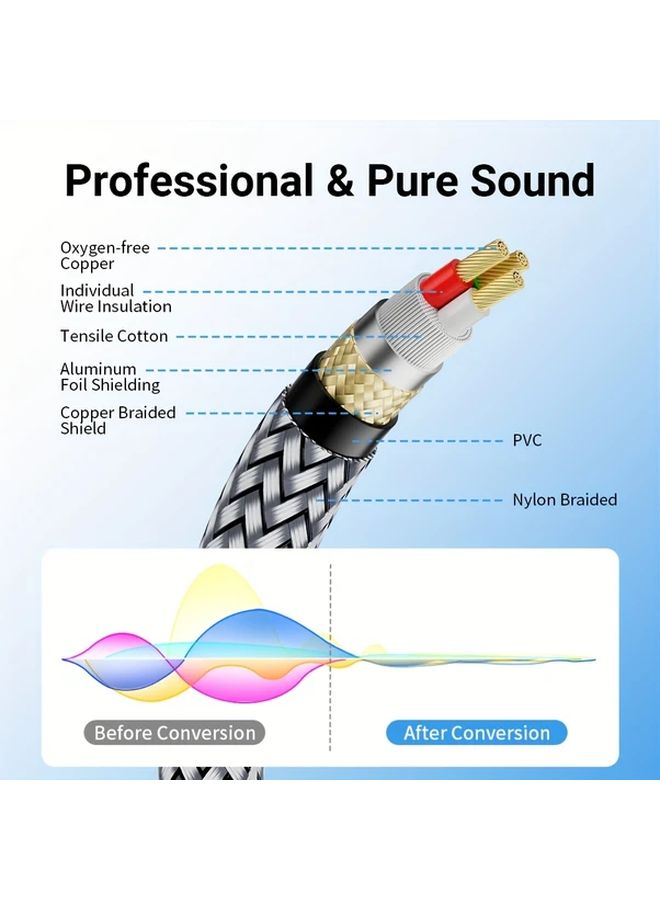 كابل ميكروفون XLR من النوع المحبوك من النايلون القوي المرن، ذكر إلى أنثى، بطول 1.2 متر - Image 4