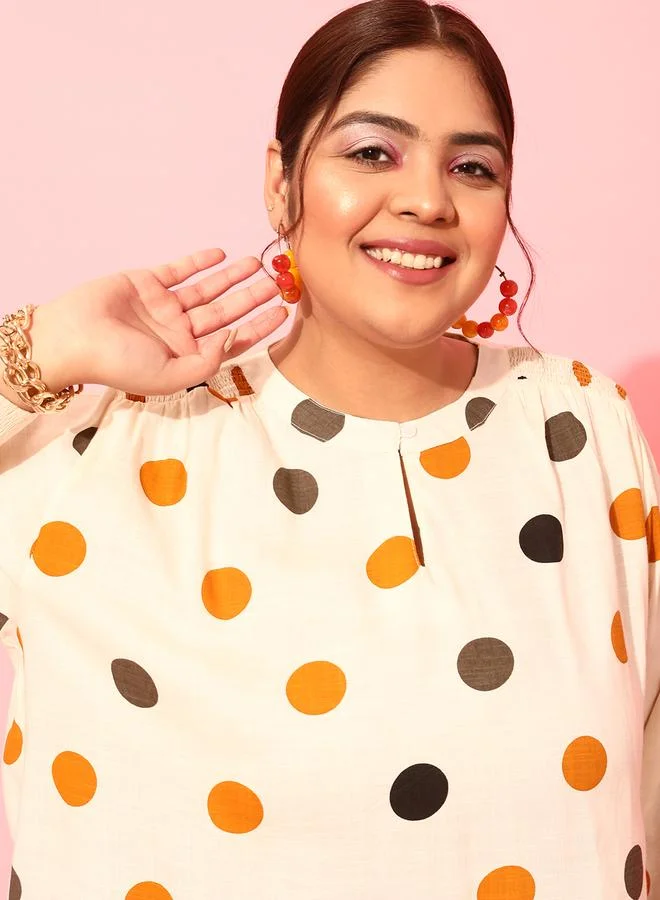 STREET 9 STREET 9 Plus Size Polka Dots Print Balloon Sleeve Top