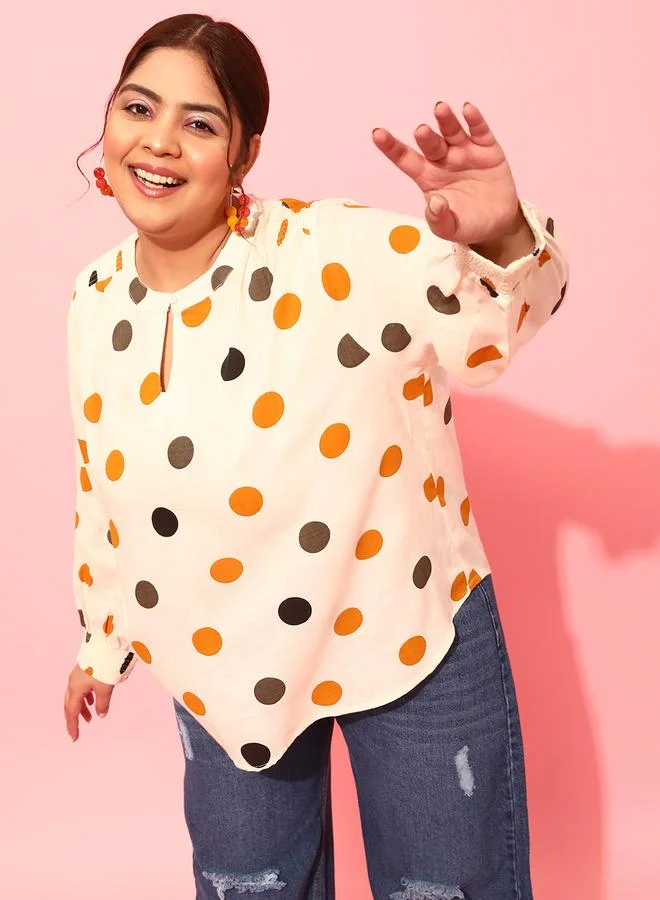 STREET 9 STREET 9 Plus Size Polka Dots Print Balloon Sleeve Top
