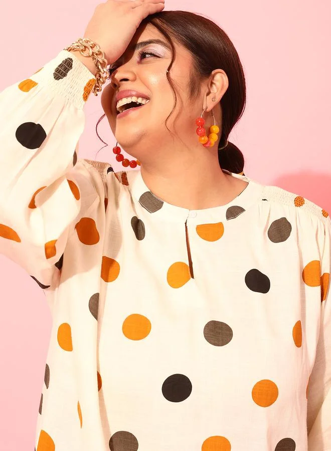 STREET 9 STREET 9 Plus Size Polka Dots Print Balloon Sleeve Top