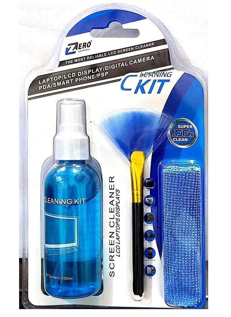 Zero - Efficient 3-in-1 Cleaning Kit for PC, laptops, LCD TV , Monitor , Camera , Smartphone, Lens, Tablet / 100ML - Image 1