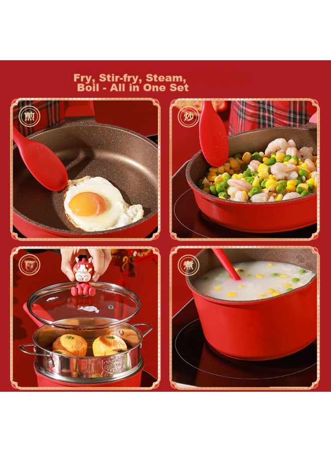 Didinika Baby Food Pot, Infant-specific, All-in Ceramic Non-stick Pan For Frying And Cooking, Multifunctional, Zodiac Dragon-shaped Frying Pan, 18cm - Image 5