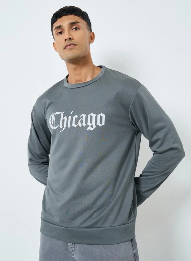Take Two Take Two Men Grey Chicago Graphic Pullover Sweatshirt