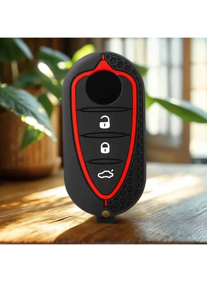 Silicone Car Key Shell Case With Slip Grip Scratch Resistant Protective Cover Precise Fit Signal Compatibility 3 Button Lock Unlock Trunk Release For Alfa Mito Giulietta 159 4C GTA And More Black - Image 1