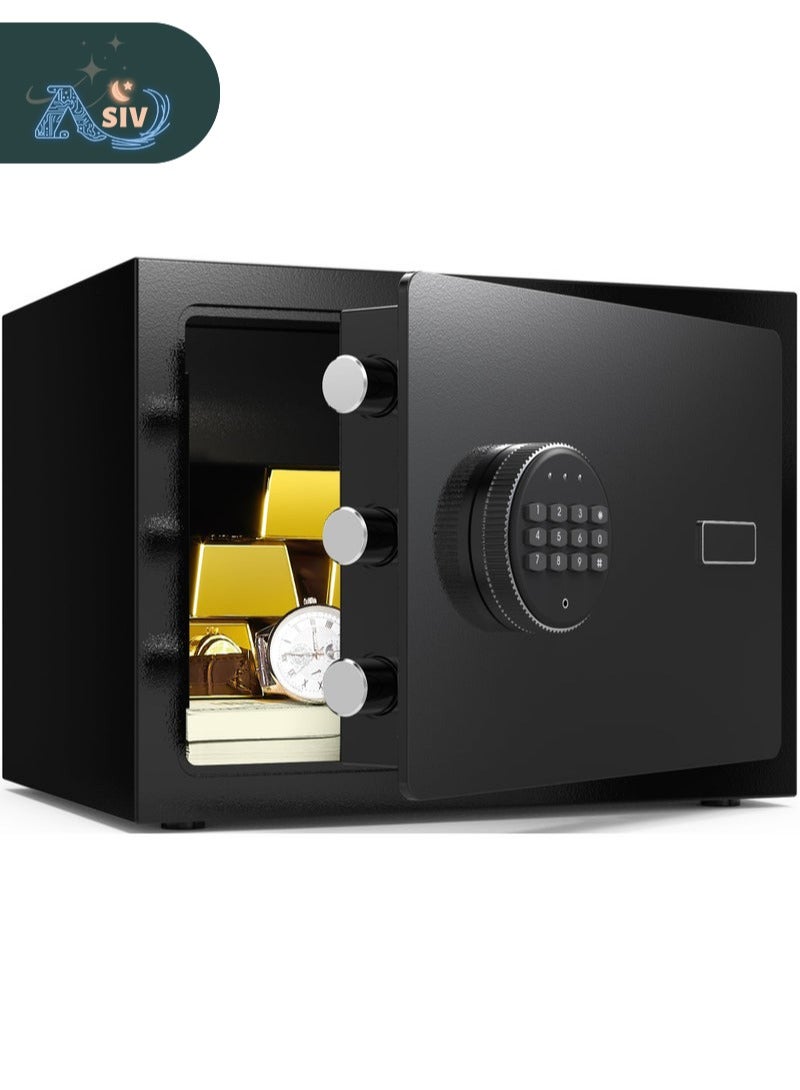 أسيف خزنة إلكترونية بكلمة مرور سعة 35 لتر | ثلاثة مسامير قفل ضد السرقة + طريقتين لفتح القفل | خزنة لحفظ المقتنيات الثمينة للاستخدام المنزلي / المكتبي / الفندقي (أسود) - Image 1