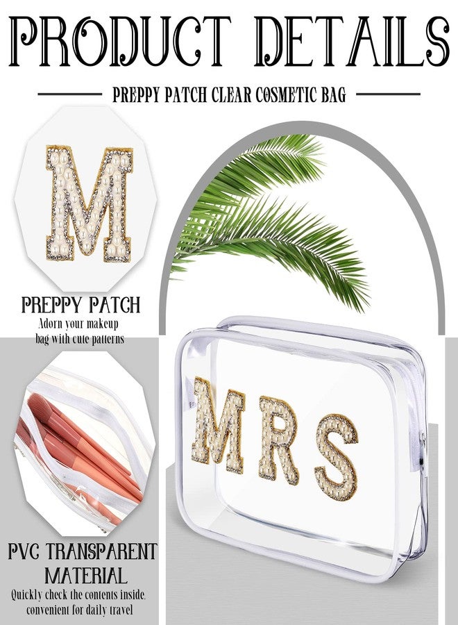 LEIFIDE Bride Bag Clear Makeup Bag Bride Gift Cosmetic Packet Mrs Pearl Bachelorette Toiletry Packet Wifey Pouch Rhinestone Letter PVC Travel Case Wifey Purse Portable(MRS Style) - Image 3