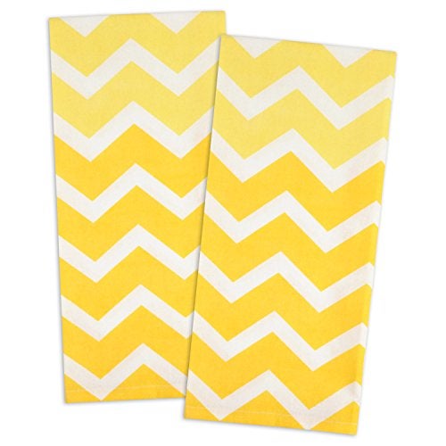 DII Kitchen Towel Collection Decorative Cotton Dishtowel Set, 18x28, Yellow Chevron, 2 Piece - Image 1