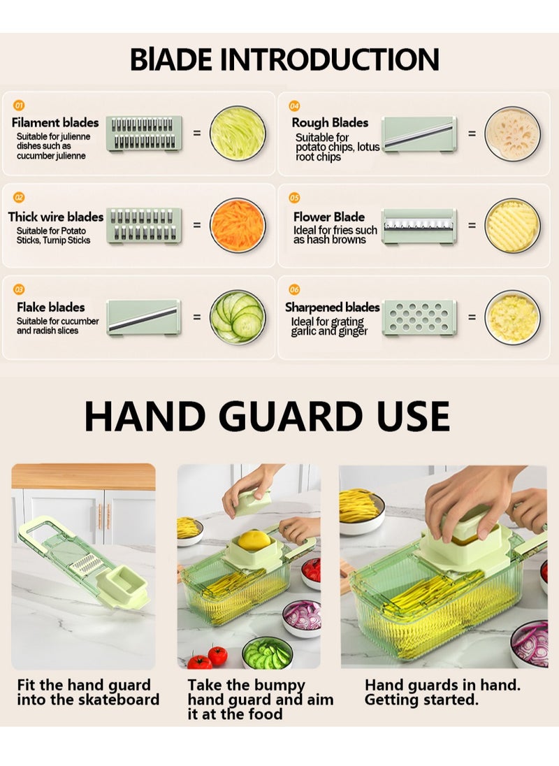 Generic Vegetable Chopper Mandoline Slicer for Kitchen Mandoline Slicer with Container Round Vegetable Chopper Veggie Slicer for Potatoes Cucumbers Radishes Onions etc  - Image 2