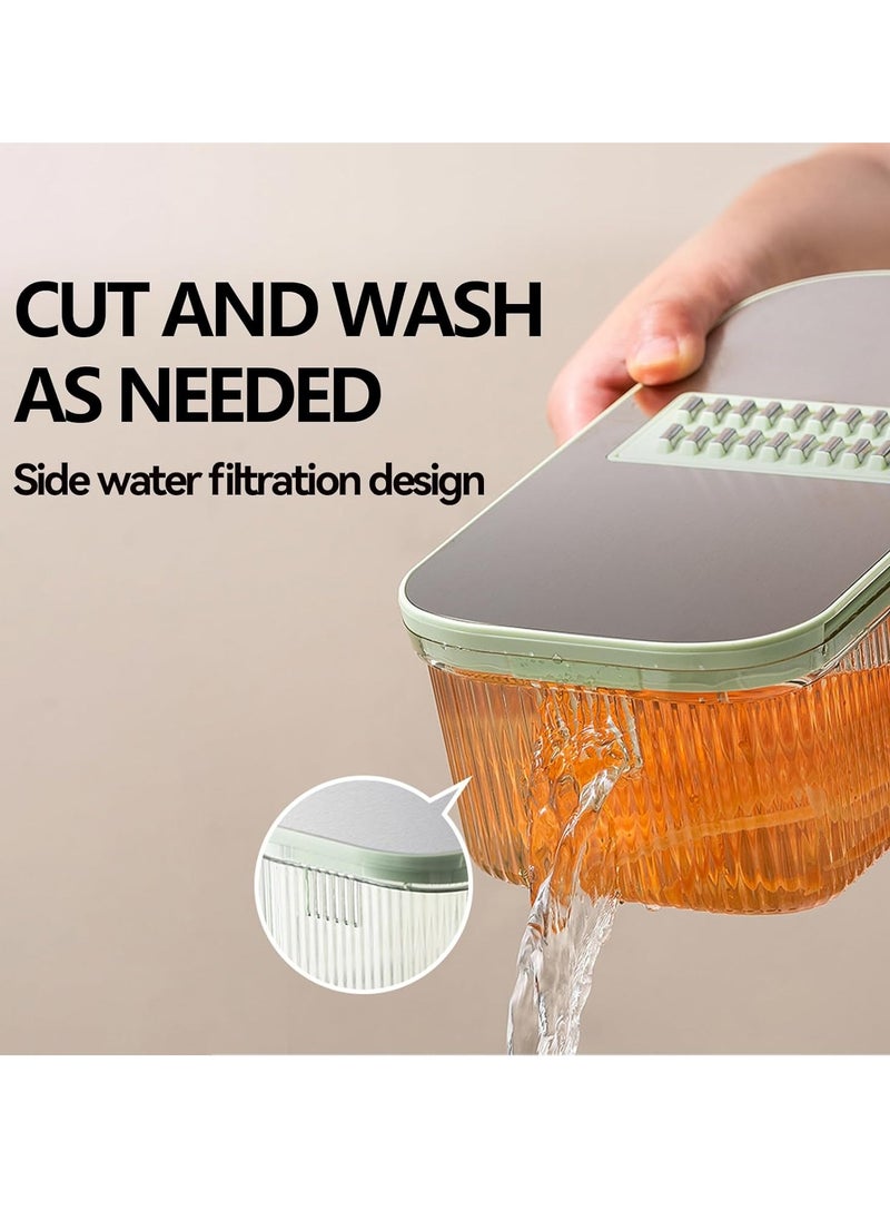 Generic Vegetable Chopper Mandoline Slicer for Kitchen Mandoline Slicer with Container Round Vegetable Chopper Veggie Slicer for Potatoes Cucumbers Radishes Onions etc  - Image 4