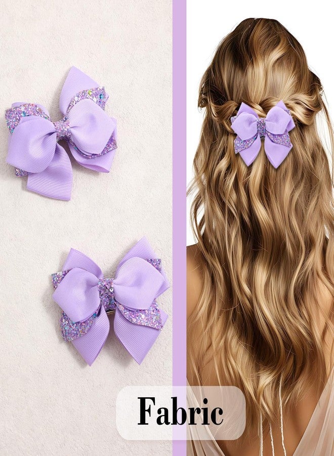 Tyqour 2 Pcs 3.94 Inch Purple Hair Bow Clips, Sequin Alligator Barrettes Glitter Large Hair Bows Pins for Girls Teens Toddler Kids Fall Halloween Mermaid Costume Decor Accessory Birthday Gift - Image 4